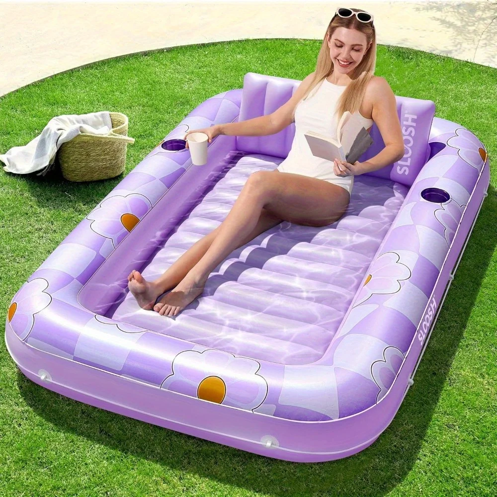 Sloosh 70" x 46" aufblasbare Sonnenliege für Pool und Wasser, aufblasbares Sonnenbad-Floß für Ballpools, Partygeschenke Image
