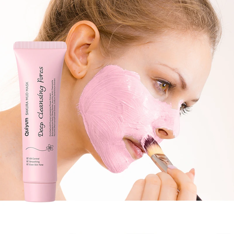 Quiyum Sakura Schlamm-Maske Tiefenreinigende Porenverfeinernde Maske Feuchtigkeitsspendend Gleichmäßiger Hautton Sanfte Beruhigende Gesichtspflege Image