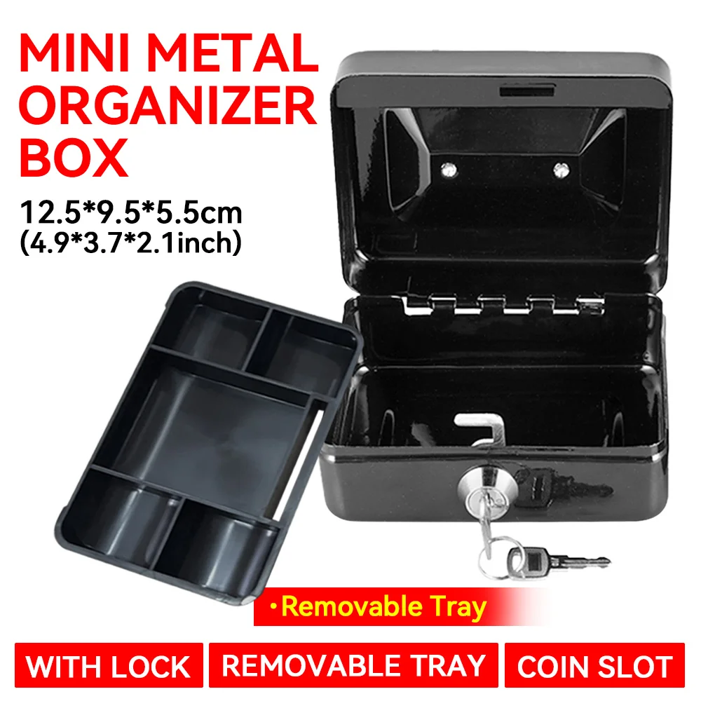 Mini-Stahl-Geldkassette mit Schlüsselsafe, Schlüsselkasten, Geldbank-Sicherheitsbox, Aufbewahrungsbox für verstecktes Geld, Münzen, Bargeld und Schmuck, Transportbox