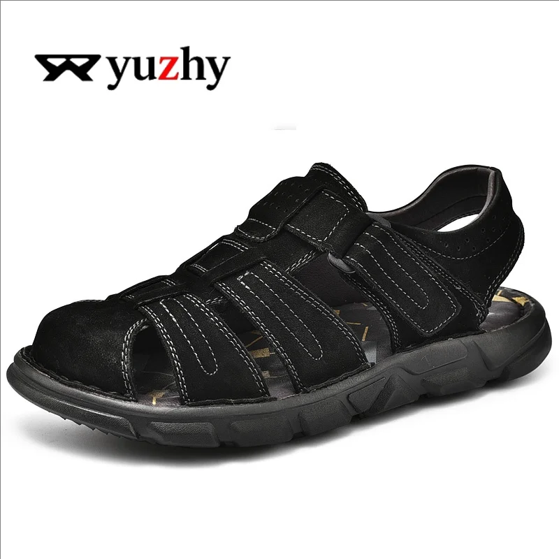Sommer-Herrensandalen aus echtem Leder, Freizeitschuhe für Herren, Outdoor-Herrensandalen aus Leder für Herren, Strandschuhe, römische Herrenschuhe