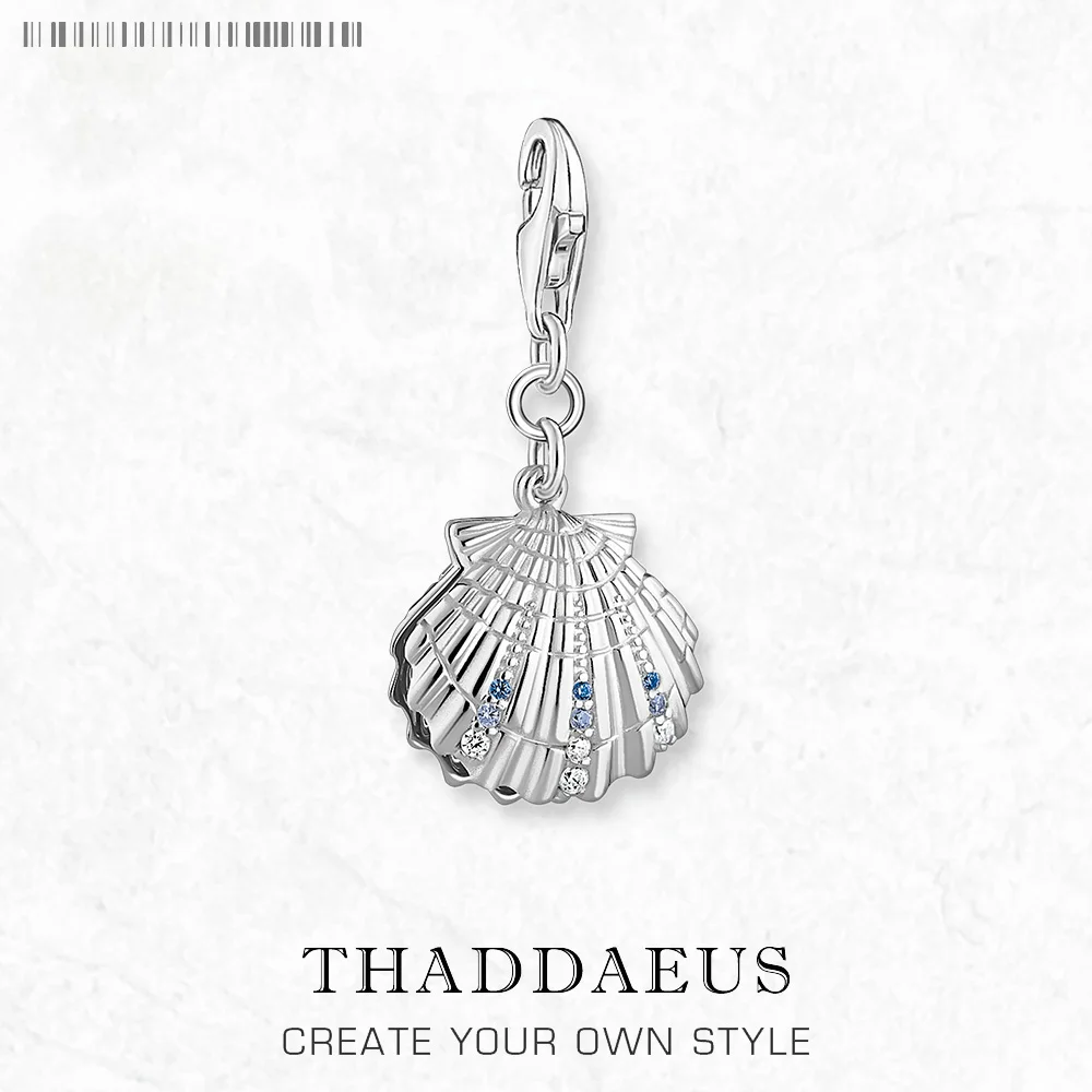 Muschel-Charm-Anhänger aus 925er-Sterlingsilber, brandneues Geschenk für Frauen, sommerlicher, edler Schmuck Image