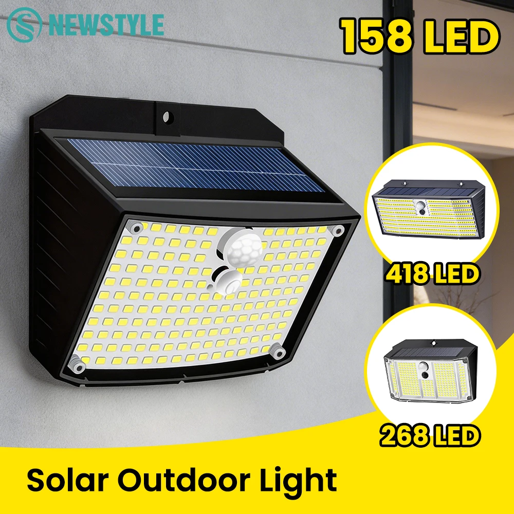 LED-Solarleuchte, IP65, wasserdicht, Bewegungsmelder, superhell, für den Außenbereich, Wandleuchte, Garten, Terrasse, Hof, Zaun, Veranda, Balkon