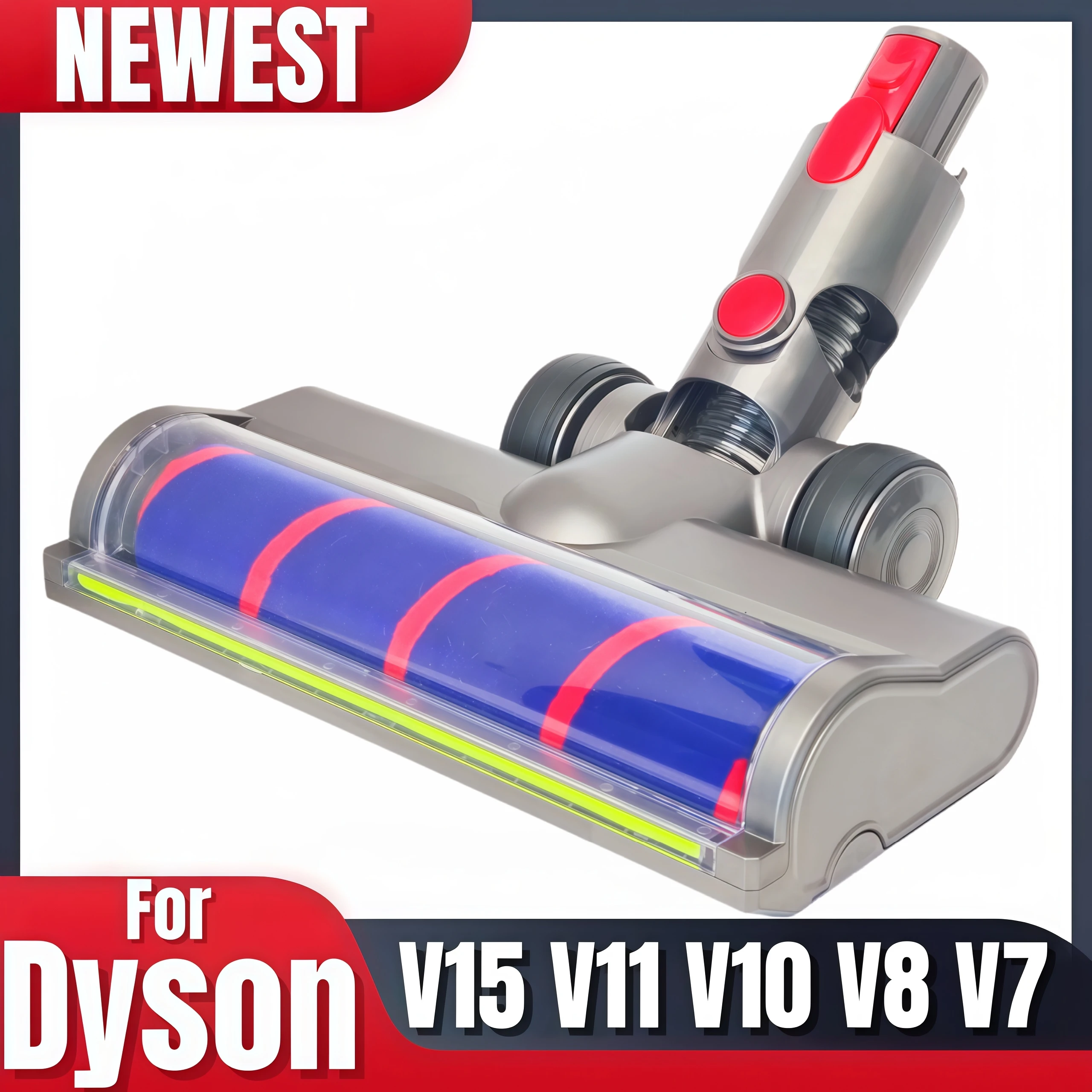 V11 für Dyson V7 V8 V10 V11 V15 LED-Stauberkennungs-Vakuumkopf, flauschiger Aufsatz für Hartböden, kompatible Ersatzteile Image