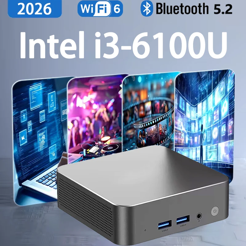 NOUVEAU MINI PC Windows 11 Pro Intel Core i3 6100 16 Go de RAM 1 To 2 To Mini Ordinateur Double WIFI 6 BT5.2 Mini PC de Jeu et de Bureau