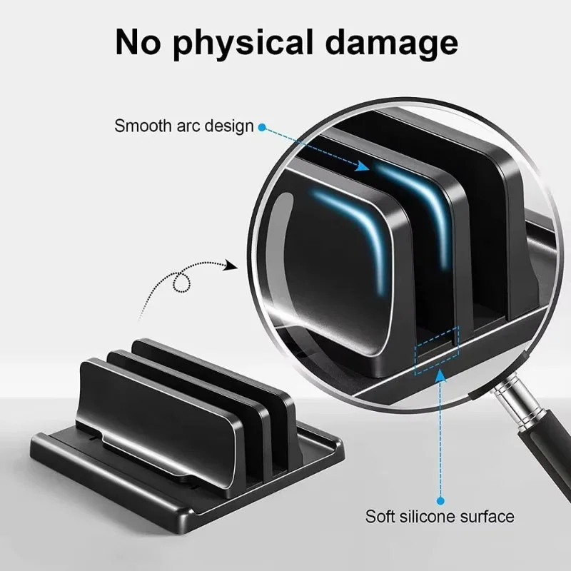 Platzsparender 3-in-1 Vertikaler Laptop-Halter Verstellbarer Desktop-Notebook-Dock-Organizer Image