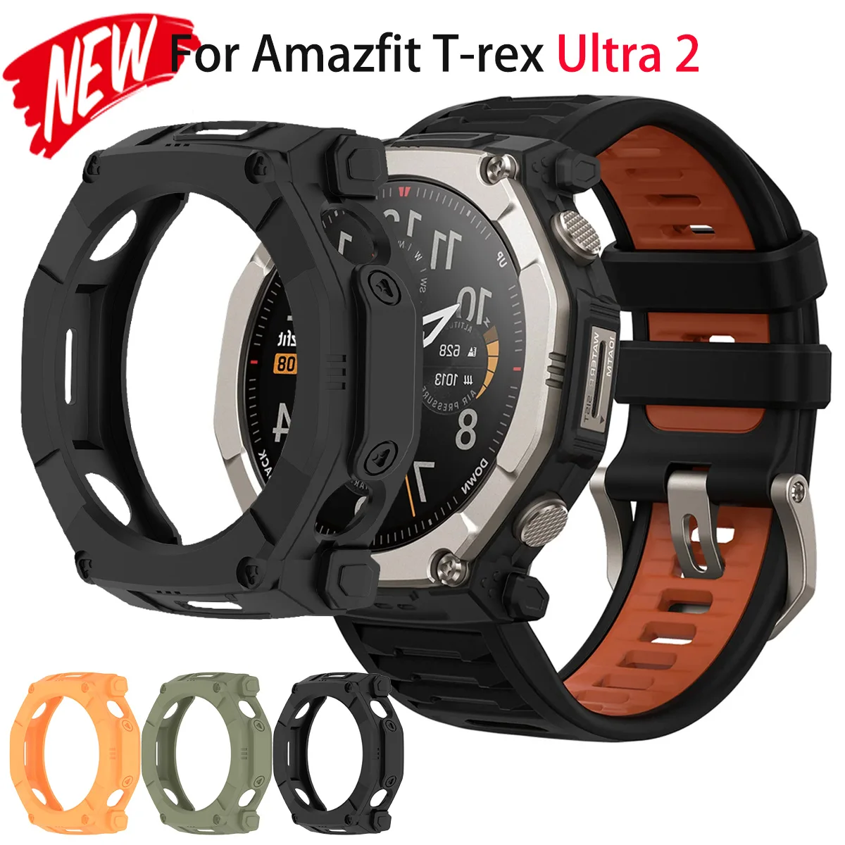 TPU-Hülle für Huami Amazfit T-Rex Ultra 2, Anti-Drop-Schutzhülle, Schutzstoßfänger für T-Rex Ultra 2, Armor Hollow Frame Shell Zubehör Image