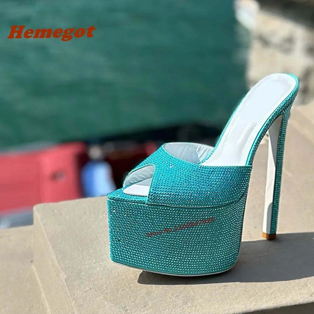 Strass Stiletto Heels Hausschuhe Spitze Zehen Dünne Hochhackige Elegante Party Schuhe 2024 Neue Luxus Pantoletten Plus Größe 41 Sexy