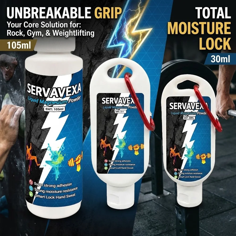 SERVAVEXA Flüssigkreide 105ml/30ml/50ml Set Professionelles Rutschfestes Magnesiumpulver für Klettern und Gewichtheben mit Starkem Halt Image