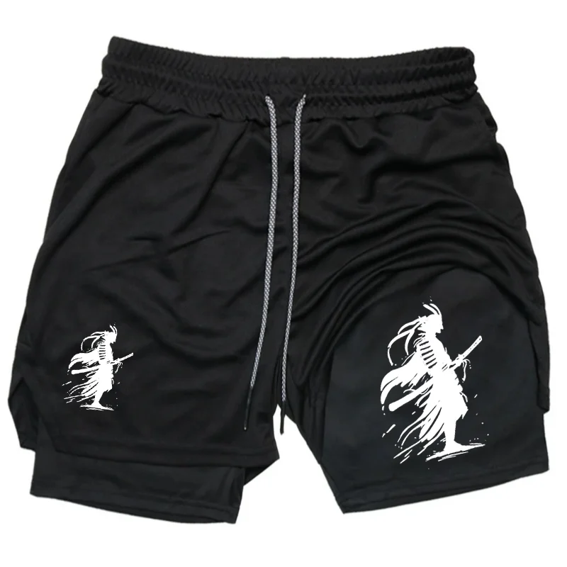 Workout Harajuku Herren Sommer Doppellagige Sportshorts Bequeme Atmungsaktive Dehnbare Feuchtigkeitsableitende Lauf- und Fitnessausrüstung Image