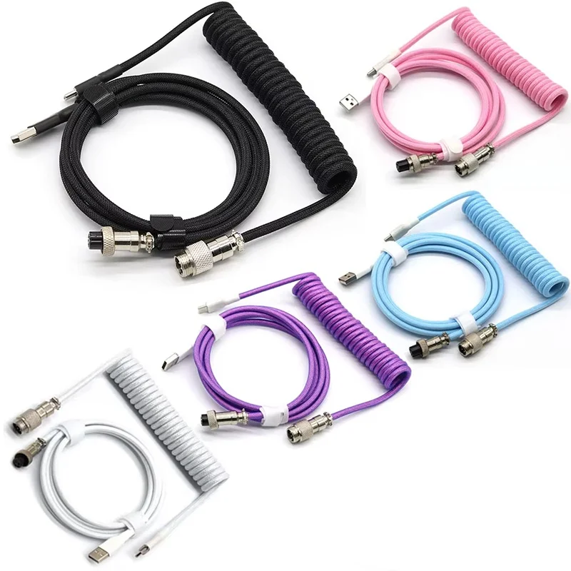 Mechanisches Tastatur-Spiralkabel, Aviator-Kabel, Typ-C-zu-USB-Anschluss, Tastatur-Luftfahrtkabel für Gaming-Tastaturzubehör Image