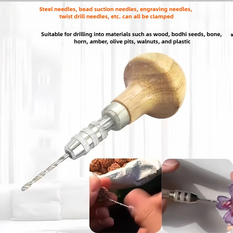 Juwelier-Handbohrer mit Holzgriff, 1 Bohrfutter, Präzisions-Drahtwickel- und Bohrwerkzeug-Set für Schmuck-DIY und Handwerk Image