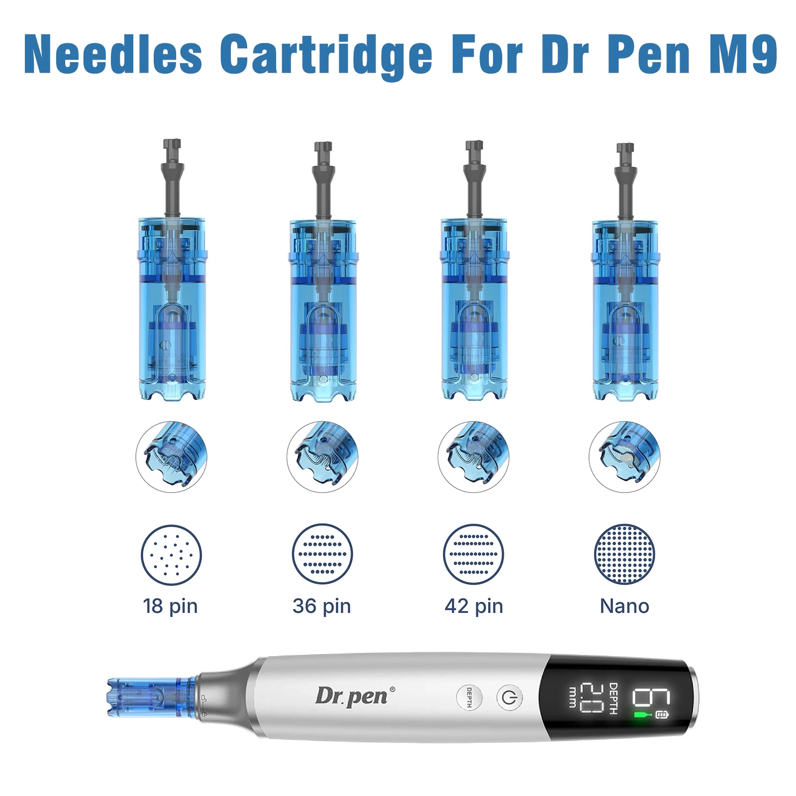 Neue Nadelkartuschen 18-Pin 36-Pin 42-Pin Nano Intelligent Chip-Embedded Microneedling Derma Pen Kartuschen 10 Stück für Dr. Pen M9 Image