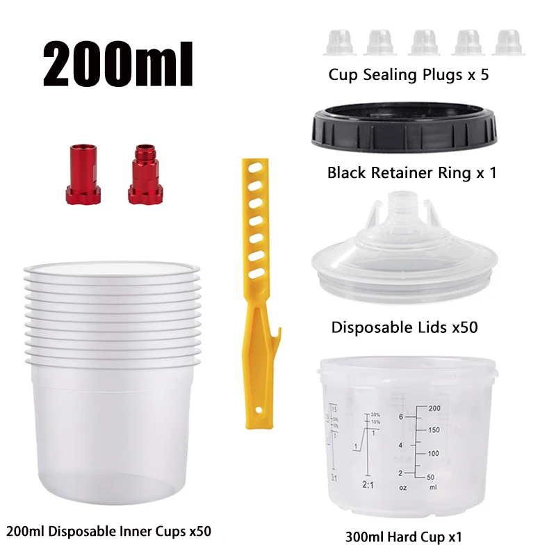 10/20/30/40/50 Stück/Set Spritzpistolen-Farbmischbecher, H/O Schnellbecher, Spritzpistolen-Behälter, 200ml Einweg-Farbbecher Image