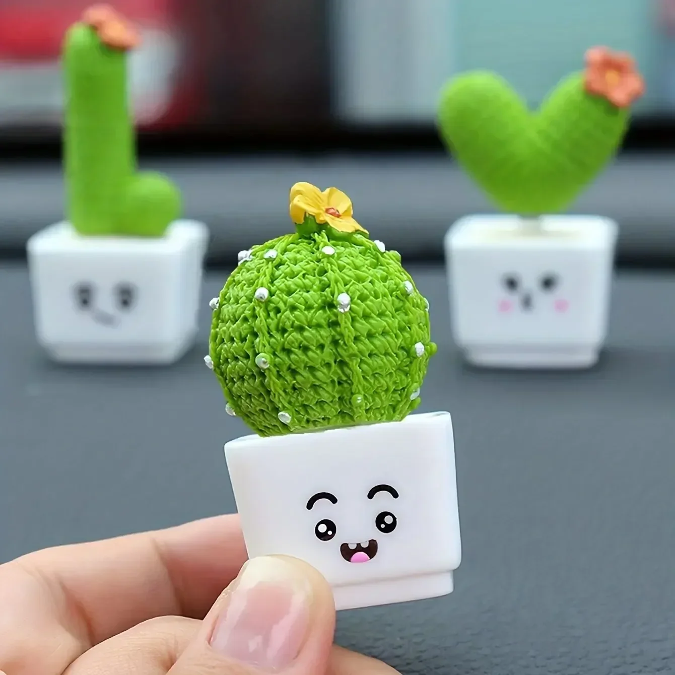 1 Set/4pcs Resin Succulent Cactus Mini Green Plant Car Office Home Living Room Crafts Home Decoration Fairy Garden Fairy Garden