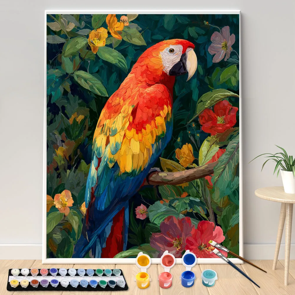 Malen nach Zahlen, 40 x 50 cm, Sets, die Aras im Baumwald, Bild nach Zahlen für Heimdekoration, handgemaltes DIY-Geschenk Image