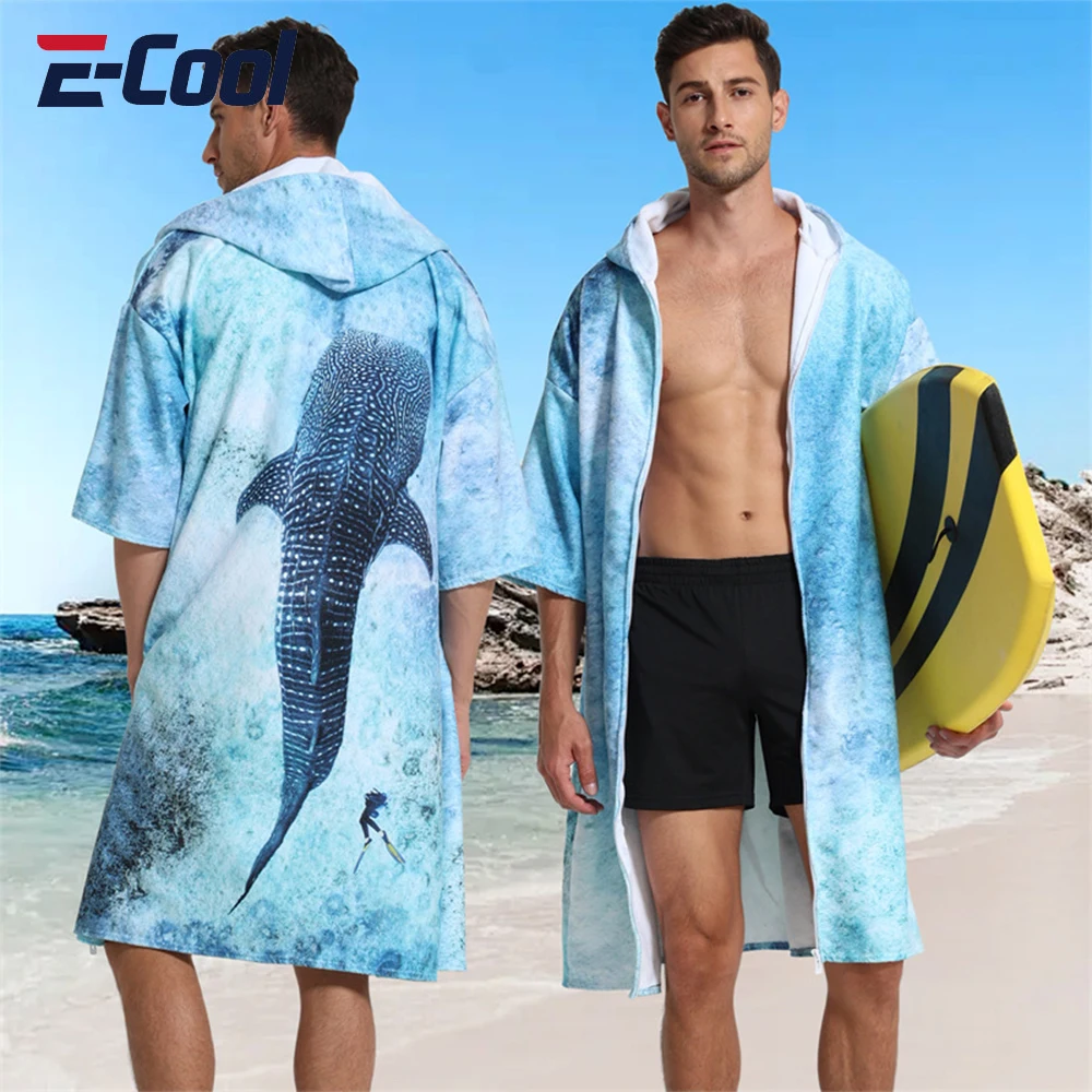 Mikrofaser-Kapuzenhandtuch für Herren und Damen, zum Schwimmen, Strand, Reisen, schnell trocknend, Wickelmantel, Umhang, Badetuch, Bademantel, Surf-Poncho