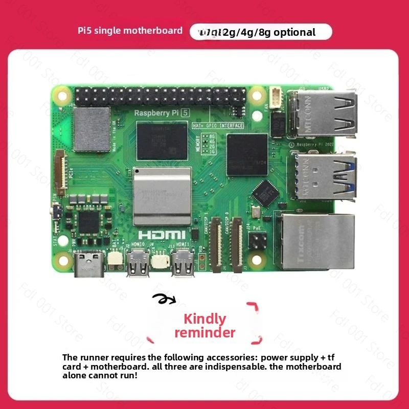 Pi 5 16GB RAM Computer Pi5 Python-Programmier-KI-Kit Raspberry Pi 5 De 8GB Kit Komplett mit Solid-State-Laufwerk Image