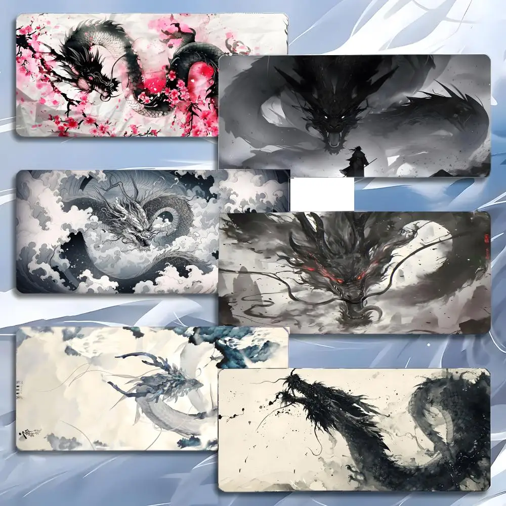 Kunst-Mauspad mit traditioneller I-Ink-Wash-Malerei, Drachen-Motiv, großes Gaming-Mauspad mit LockEdge, verdickte PC-Tischunterlage