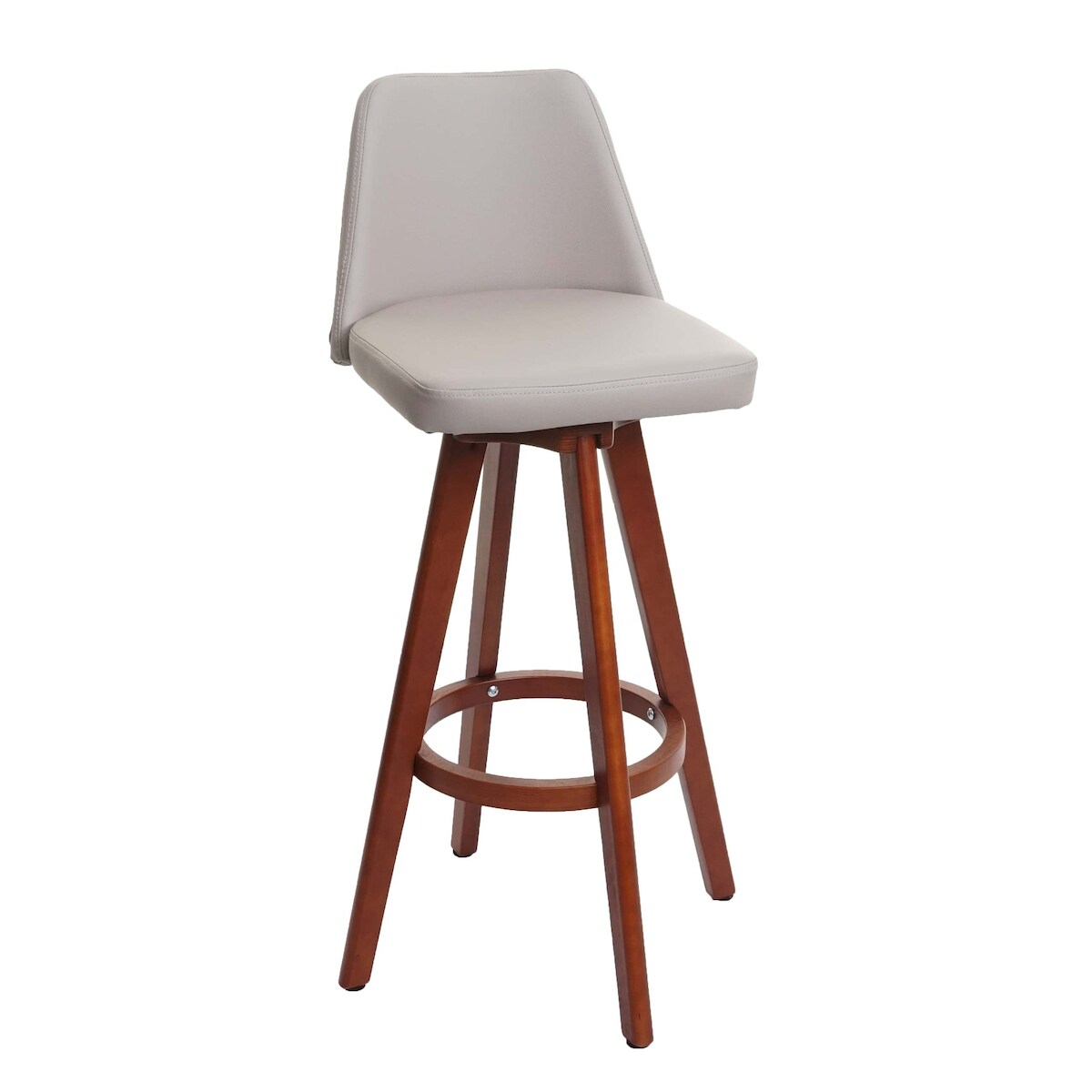 Décoshop26 - Taupefarbener Barhocker/Tresenstuhl aus Kunststoff mit Drehsitz und dunklen Holzbeinen 04_0005279 Image