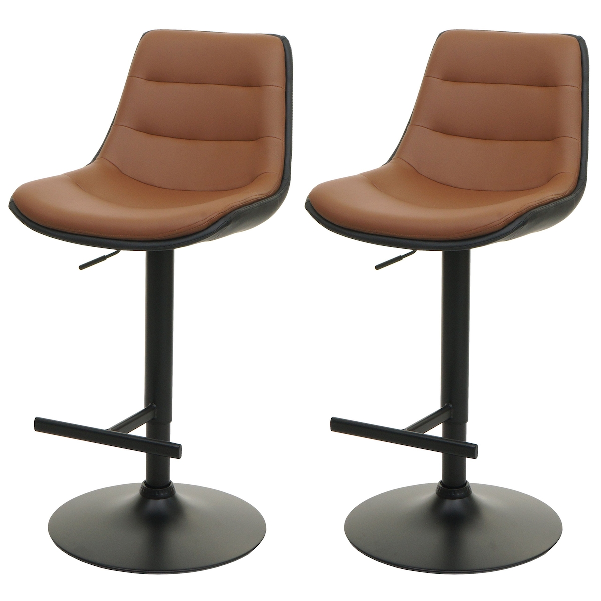 Décoshop26 - Set aus 2 Barhockern höhenverstellbare Drehstühle mit brauner PVC-Rückenlehne 04_0007464 Image