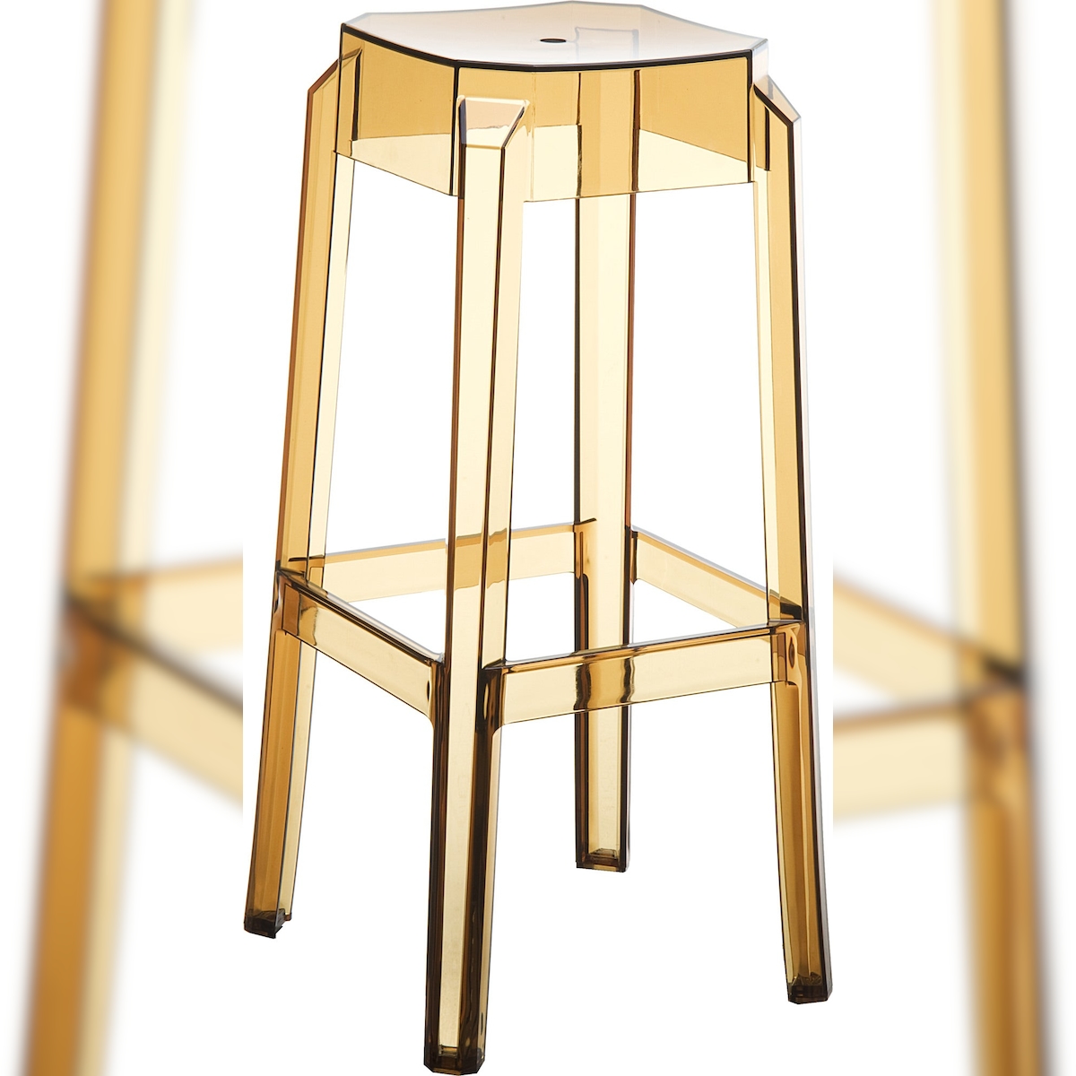 Décoshop26 - Barhocker x1 für drinnen und draußen modernes Design transparenter bernsteinfarbener Kunststoff 10_0004872 Image