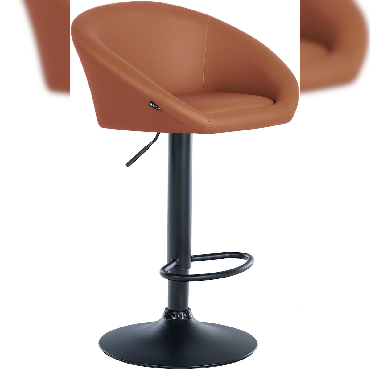 Décoshop26 - Barhocker mit 360° drehbarem Sitz höhenverstellbar hellbraunes PVC schwarzes Metallgestell 10_0004767 Image