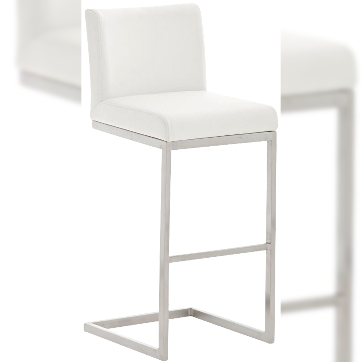 Décoshop26 - Barhocker x1 modernes Design Edelstahlgestell weißer PVC-Sitz 10_0005318 Image