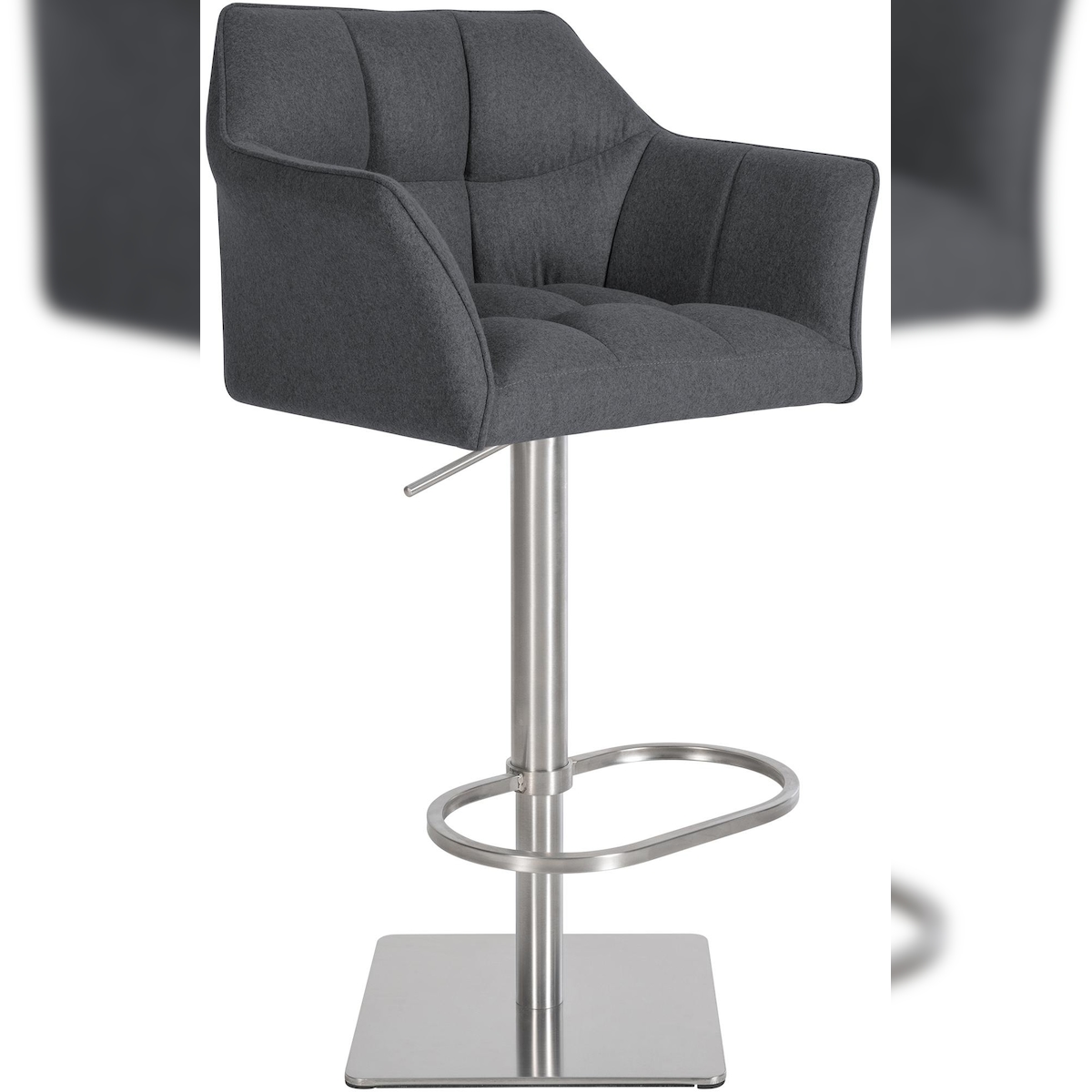 Décoshop26 - Verstellbarer Barhocker x1 in grauem Filz mit gepolsterter umlaufender Sitzfläche und quadratischem Edelstahlfuß 10_0006480 Image