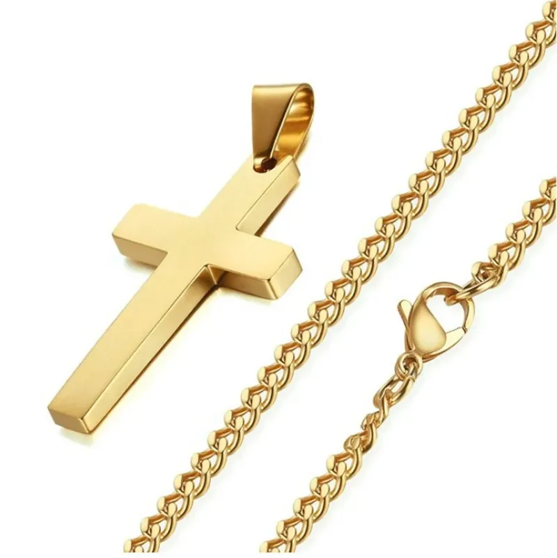 Klassische Kreuz Anhänger Halskette Für Männer Frauen 24 zoll Gold Silber Farbe Kette Halskette Mode Christus Glaube Gebet Schmuck geschenke