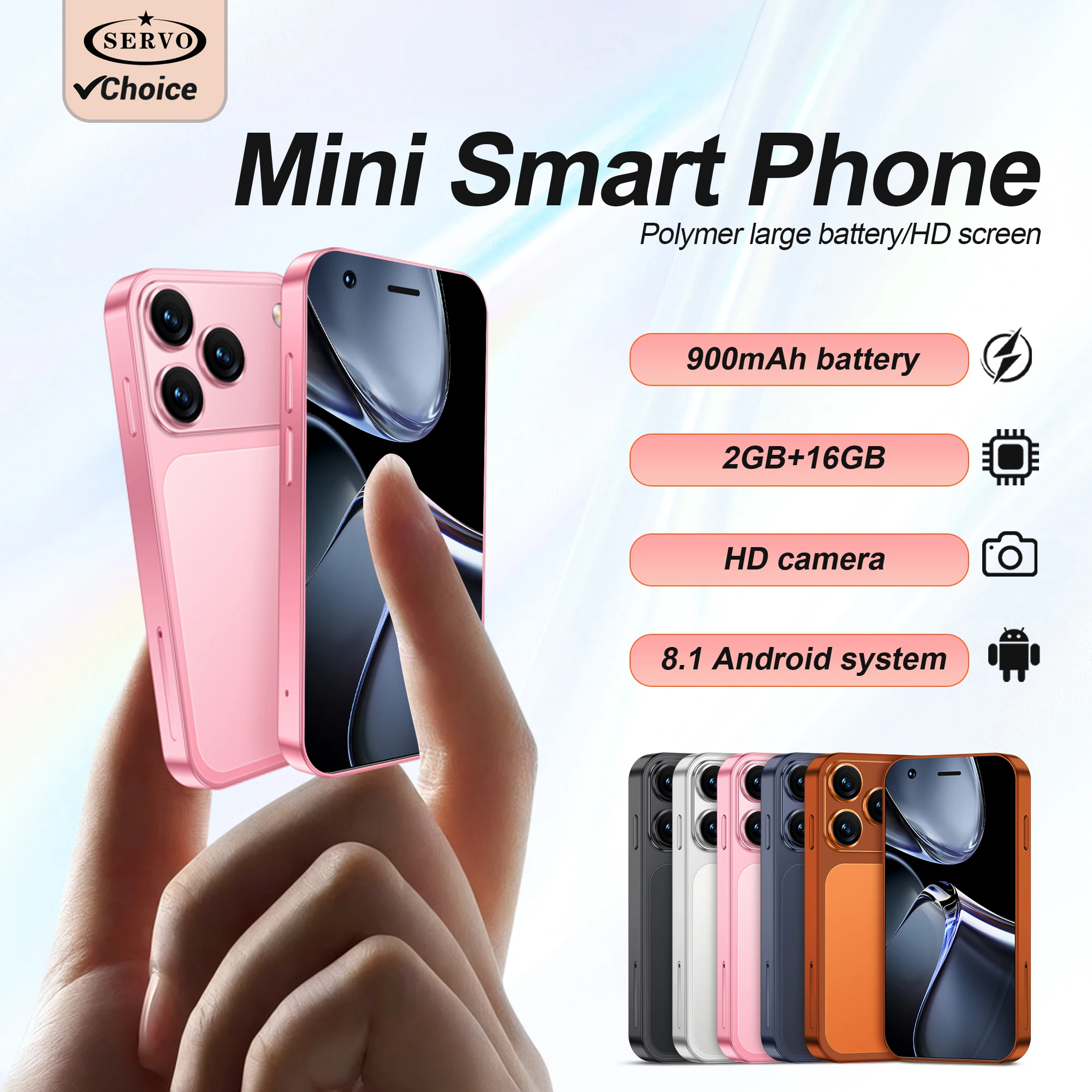SERVO 18SE MINI Niedliches Android Smartphone 3G WCDMA 2GB+16GB Play Store WLAN Gesichtserkennung Kleines Smart-Handy Dual-SIM-Standby Image