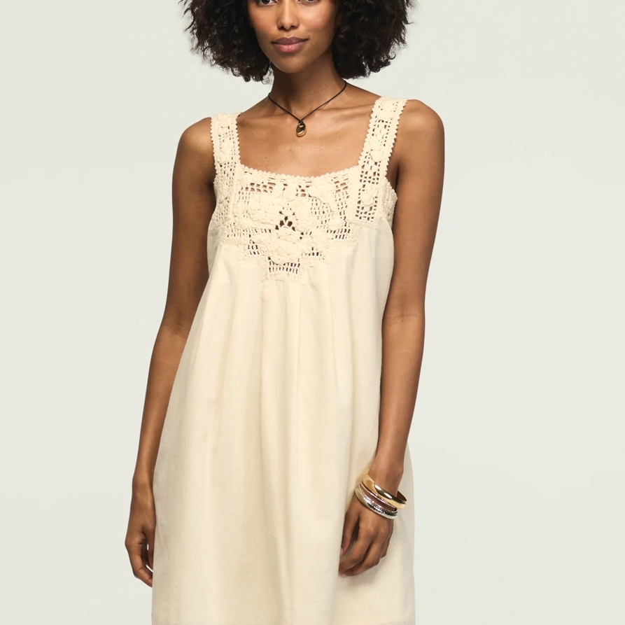 Lucky Brand Crochet Shift Mini Dress - Women's Clothing Dresses Mini Dress in Cream, Size XS