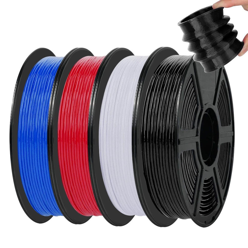 200G Flexibles TPU-Filament 1,75mm für 3D-Drucker 95A TPU Transparentes Weiches Filament Regenbogenfarben-Wechsel Schwarz Weiß Blau Hochgeschwindigkeit Image