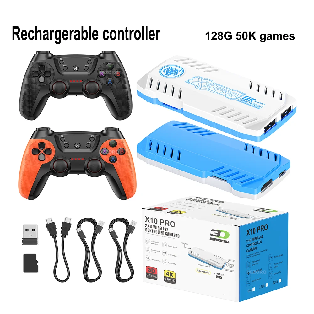X10 Pro Game Stick Rechargerable Wireless Controller HD Home Video Game Console 3D Games 50 Emulators 50000 Retro Game