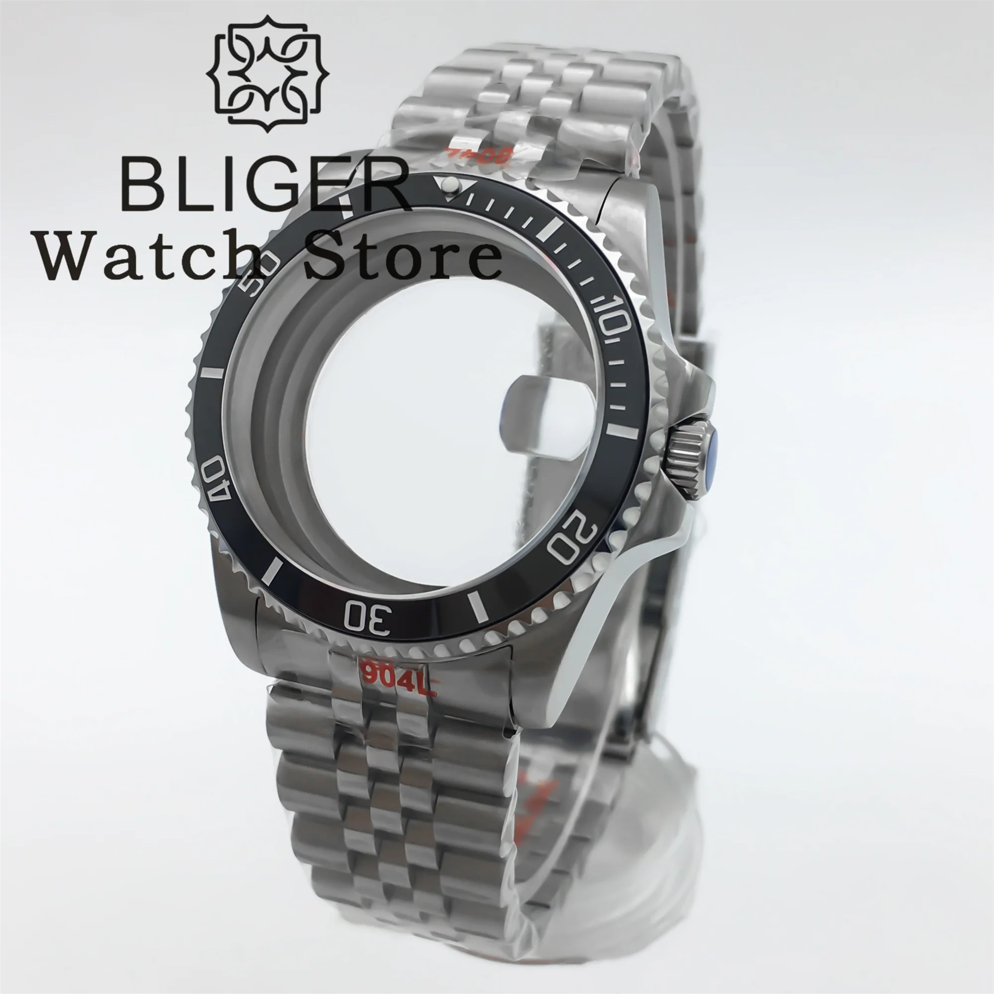BLIGER 36 mm 38 mm Tauchgehäuse, passend für NH34 NH35 NH36 GMT ETA 2824 PT5000 Uhrengehäuse, Edelstahlarmband, Saphirglas-Schiebeschnalle Image