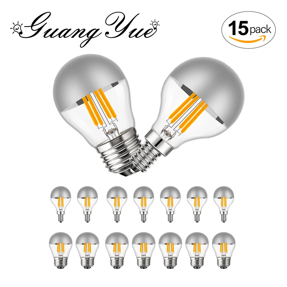 G45 Edison LED Nachtlampe E12 E14 E26 E27 4W Dimmbar 110V 220V Globe Top Silber Warmweiß Spiegel Licht Pendelleuchte Wohnkultur