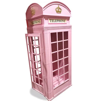 Metal Material London Pink Telephone Booth for Decoration
