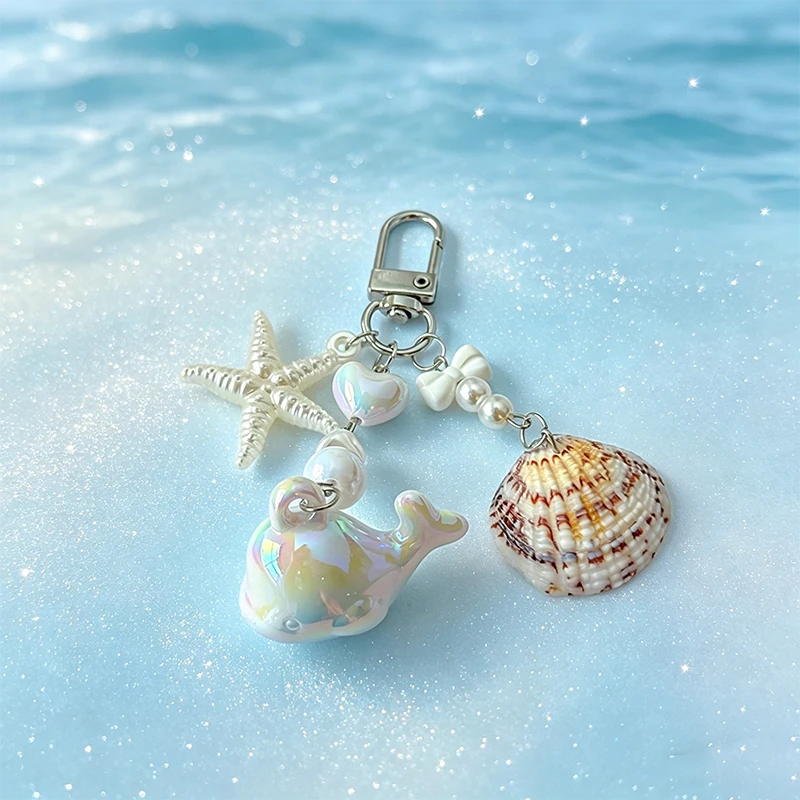 Ozeanperlen Muscheln Handy-Anhänger Perlen Mini-Delfin-Taschenanhänger Geldbörsen-Schlüsselanhänger Ornamente Image