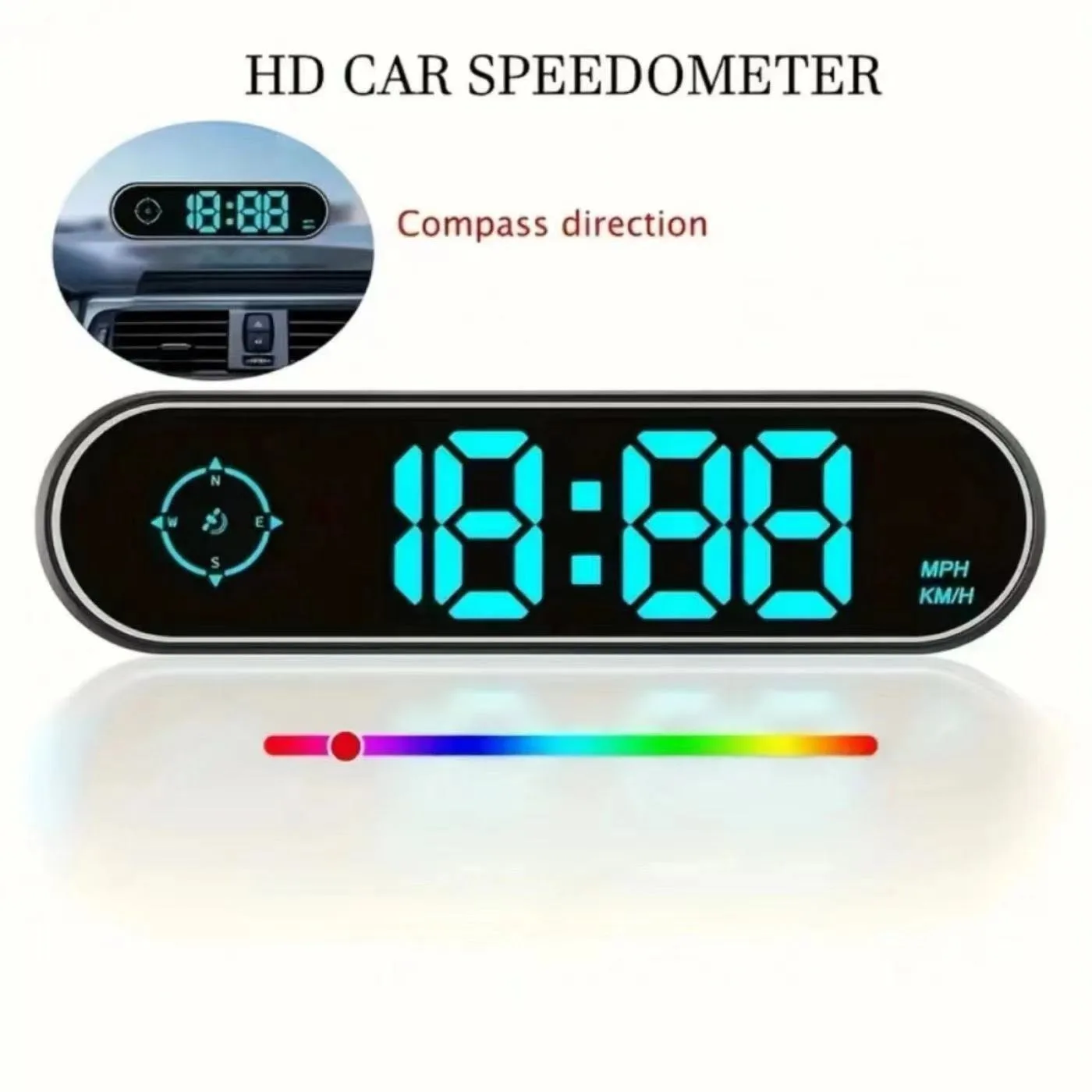 Multicolor Car HUD GPS Speedometer – Head Up Display, Digital Speed Gauge, KMH/MPH Switchable, Universal for Vehicle Windscreen