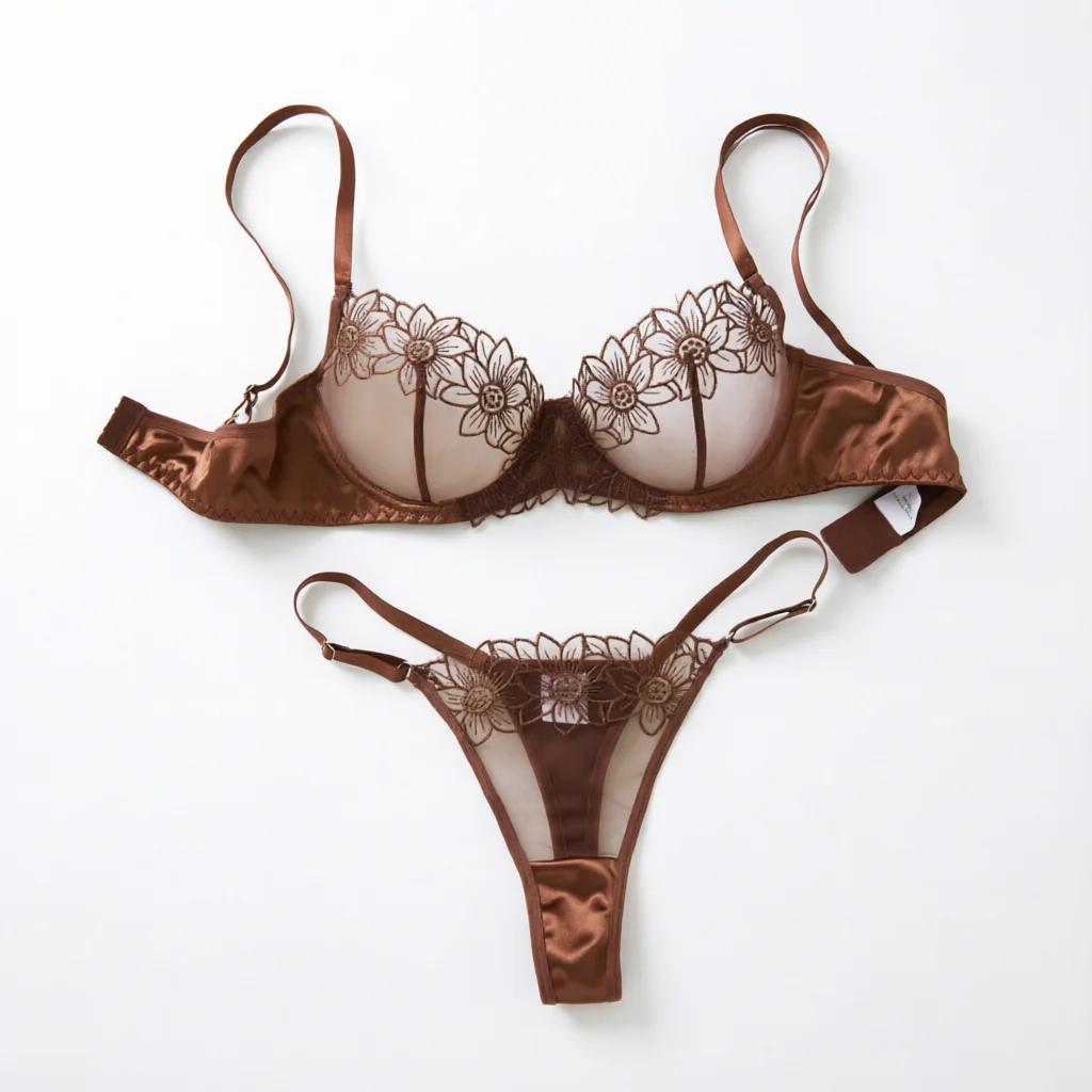 Lafis Sexy und verführerisches Damen-Unterwäsche-Set mit Blumenstickerei – verführerisches sexy zweiteiliges BH- und Unterwäsche-Set ZA825126 Image