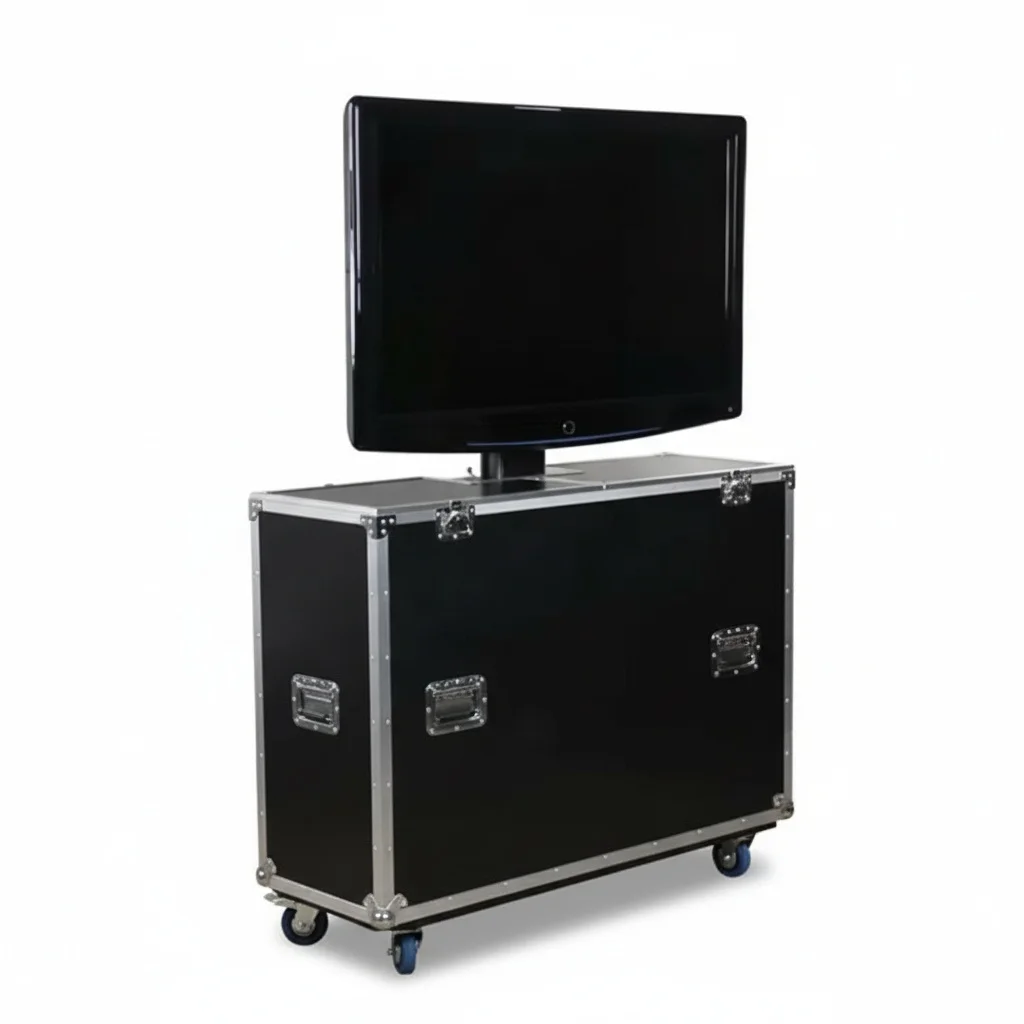 ATA Flightcase, 55 Zoll / 139,7 cm TV-Transportkoffer für 55-Zoll-LCD-Plasma-Bildschirme, robuster Schutzkoffer aus Sperrholz und Aluminium Image
