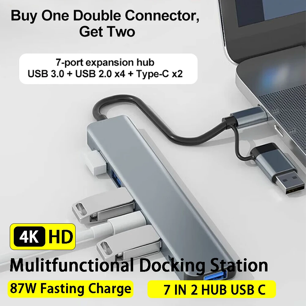 USB-C-Hub Typ-C-Splitter Thunderbolt 3 Dockingstation Laptop-Adapter HDMI-kompatibel mit MacBook Air M1 iPad Pro USB-Hub Image