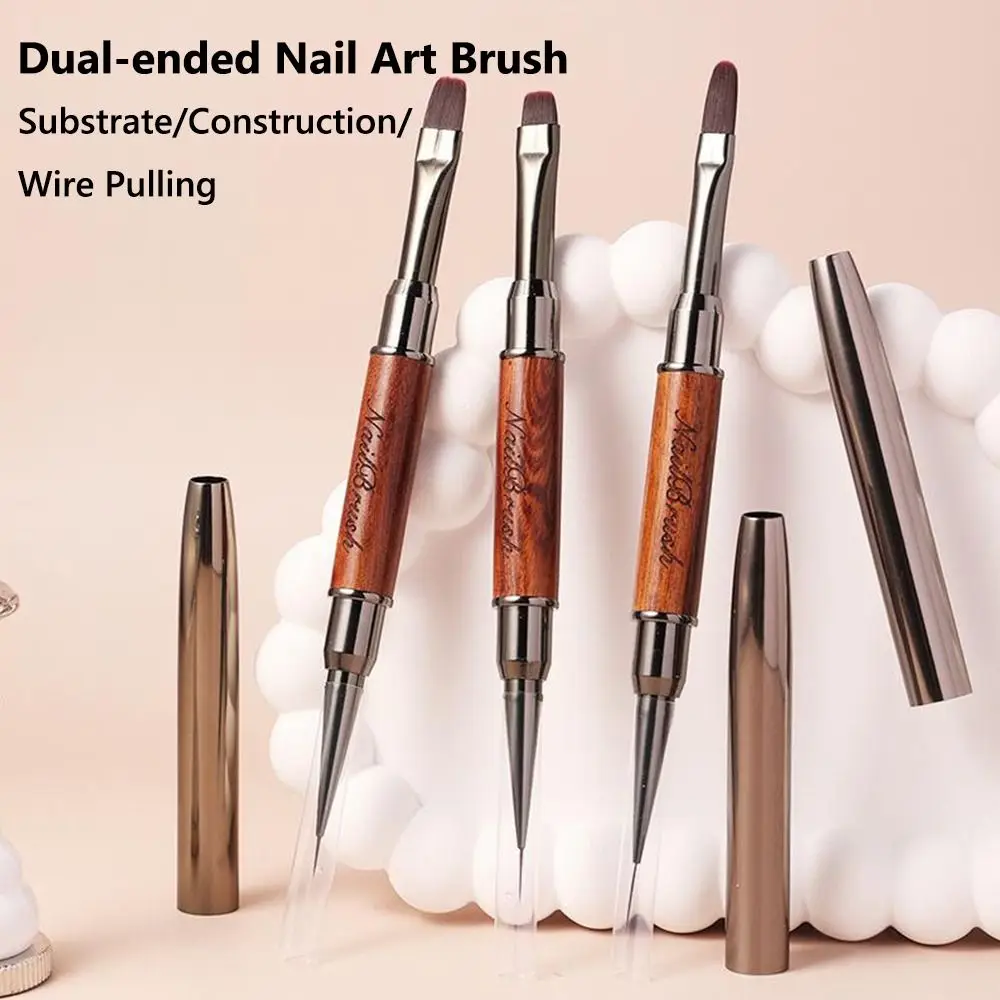 Neue Sandelholz Pole Nail art Pinsel Dual-ended Professionelle Nagel Liner Pinsel Nail art Malerei Stift Salon Verwenden Image