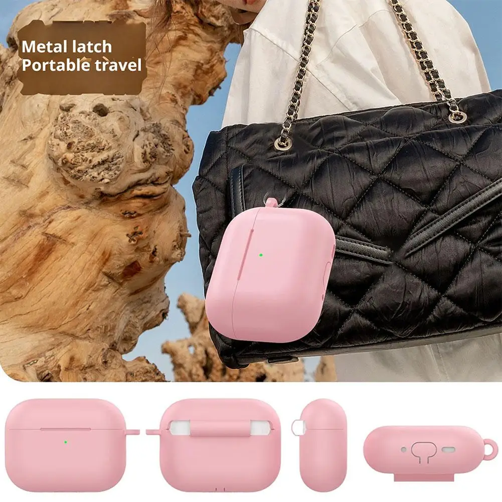 Für AirPods Pro 3, Silikonhülle, weiche Schutzhülle mit Karabiner/Lanyard, weiche Silikon-Schutzhülle, stoßdämpfend Image
