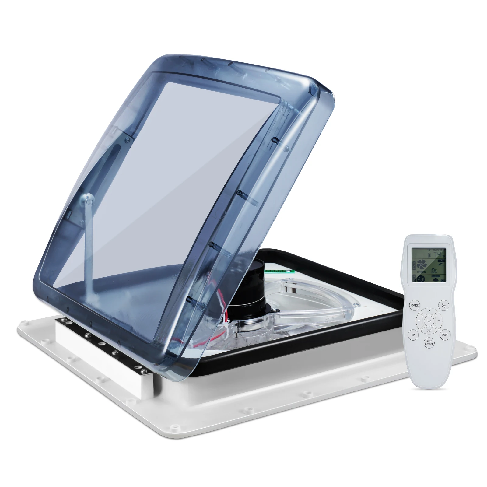 40 * 40 cm 10-Gang-RV-Dachventilator, umkehrbarer Abluftventilator mit Regensensor, extrem geräuscharm, 12 V RV-Luftbelüftung, Deckenventilator Image