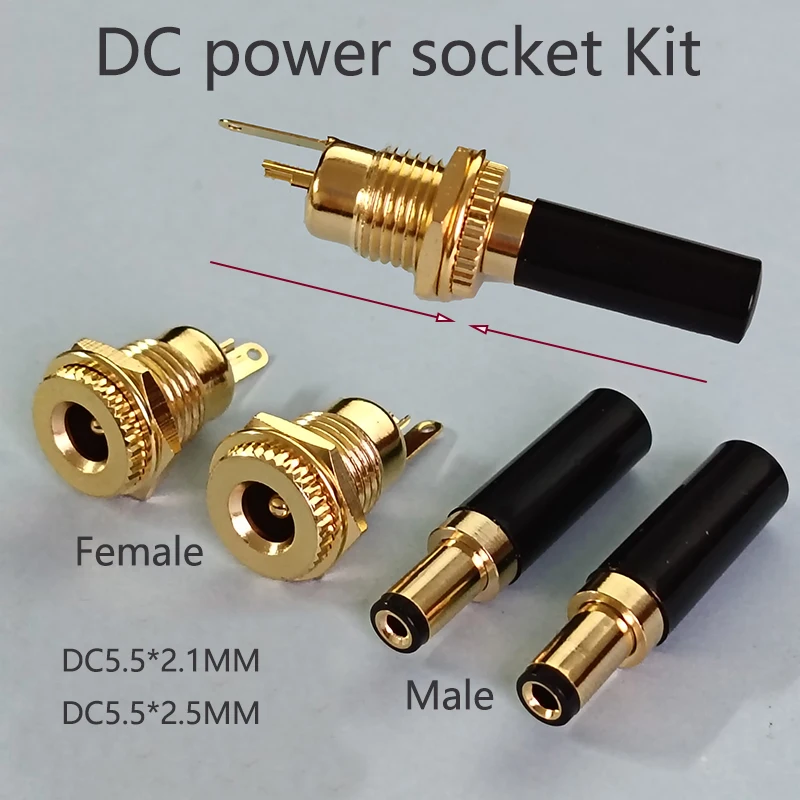 1/2 Stück Vergoldete DC-Strombuchsen-Set DC099 5,5*2,1mm 5,5*2,5mm 30V 20A Hochstrom DC Stecker und Buchse Verbinder Image