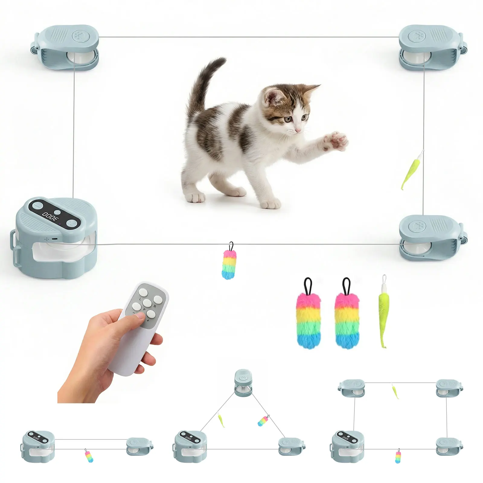 Katzenspielzeug Automatisches/Ferngesteuertes Interaktives Katzenspielzeug Katzen-Laufband mit Einstellbarer Geschwindigkeit Simuliertes Katzenjagd-Spielzeug Image