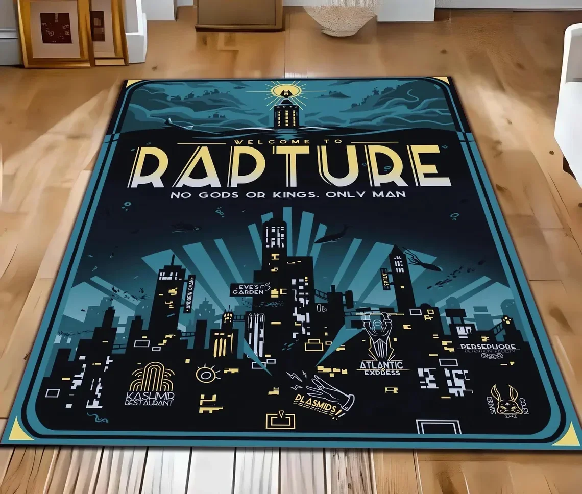 Bioshock Rapture City Teppich Gamer Room Decor Vintage Game Rug Bioshock Rapture City RugGamer Room Decor Vintage Game Rug