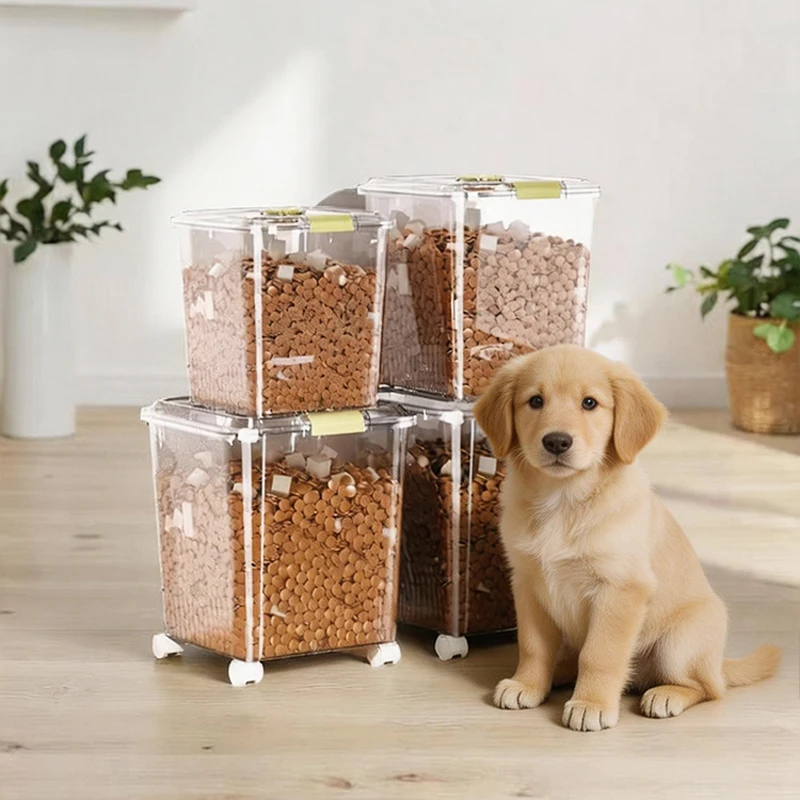 Seau de stockage pour aliments pour animaux de compagnie, conteneur hermétique pour aliments secs, boîte à friandises anti-humidité, boîte de stockage pour aliments lyophilisés pour chats, conteneur