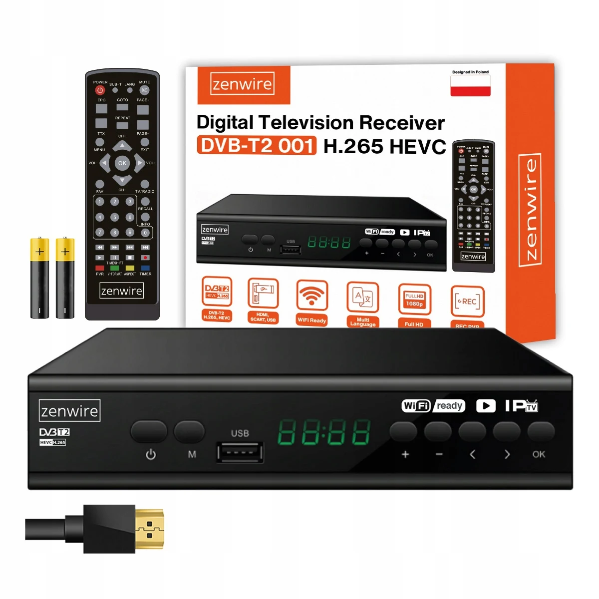Tuner Satelliten-Decoder DVB-T2 HEVC H.265 Full HD Terrestrisches TV USB-Box Zenwire 001 Image