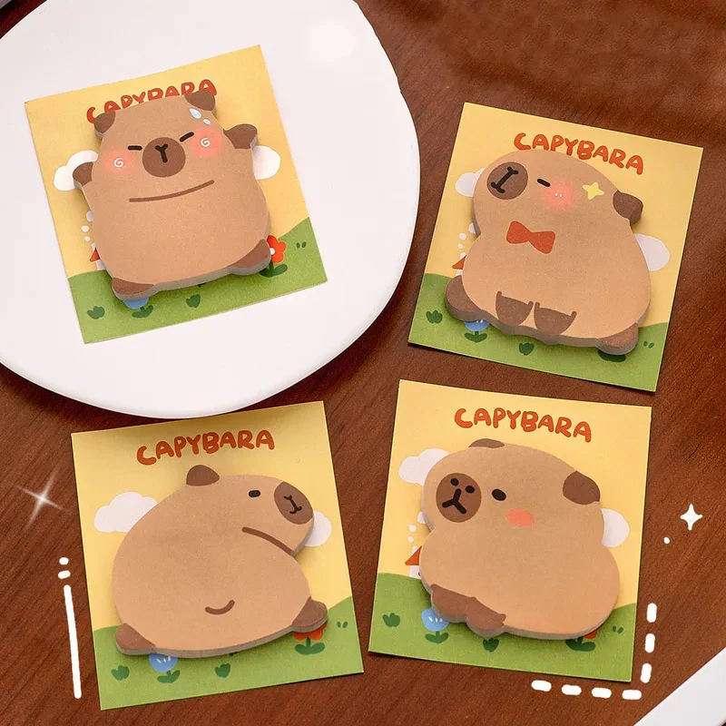 4 Bücher mit Cartoon-Capybara-Haftnotizen, 30 Stück, Dieser niedliche Capybara-Haftnotizblock, stilvoll und attraktiv für Studenten und Büro. Image